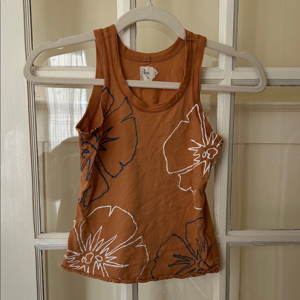 Nico Nico Surf style Floral Rust Brown Pumpkin Orange Tank Top, any gender